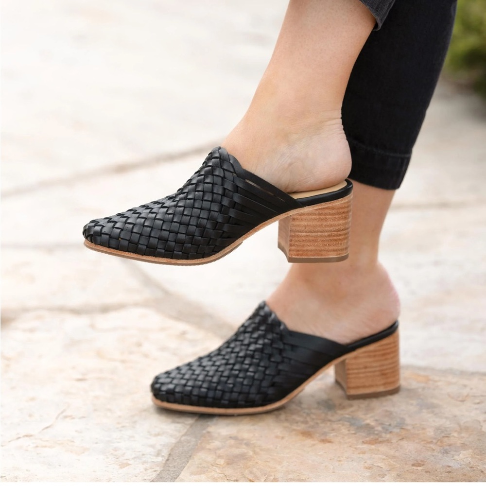 Nisolo Black Woven Leather Mules